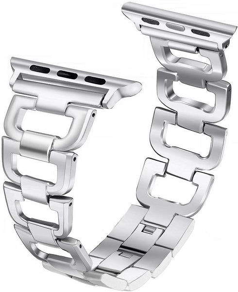 Secbolt Bling Bands Compatible with Apple Watch Band 38mm 40mm 41mm iWatch SE Series 9 8 7 6 5 4 3 2 1 Women Dressy Jewelry D-link Stainless Steel...