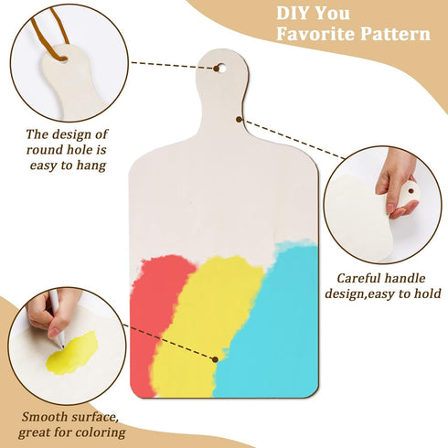 Mini Wooden Cutting Board Small Charcuterie Boards for Craft with Handle Unfinished DIY Cooking Board for Kitchen Decor Vegetable Fruit Supply(11....
