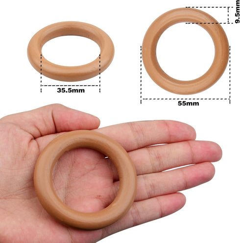 BronaGrand 20 Pieces Wooden Rings Solid Wood Circle Rings Smooth Wooden Round Connectors for DIY Crafts Jewelry Making Handmade Decor(55mm/2.1inch...
