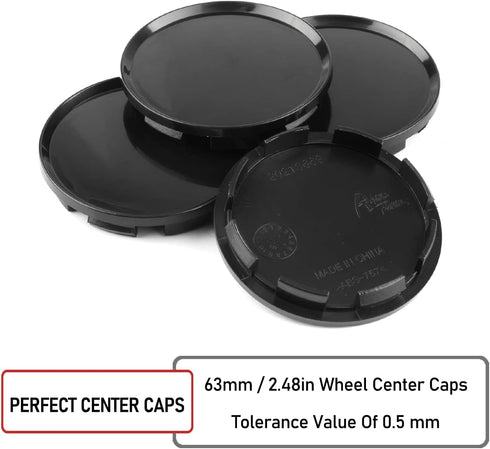 RTRHINOTUNING 63mm 2.5in Wheel Center Caps for Dodge Ram 1500 Dakota Durango 52005732, 63mm(2.48in)/57mm(2.26in) 4 Pack Black Hub Caps...