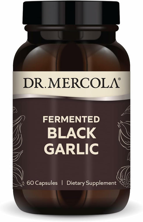 Dr. Mercola Fermented Black Garlic - Antioxidant Supplement - for Immune, Cellular & Heart Health Support - Includes S-Allyl-Cysteine - Non-GMO, G...