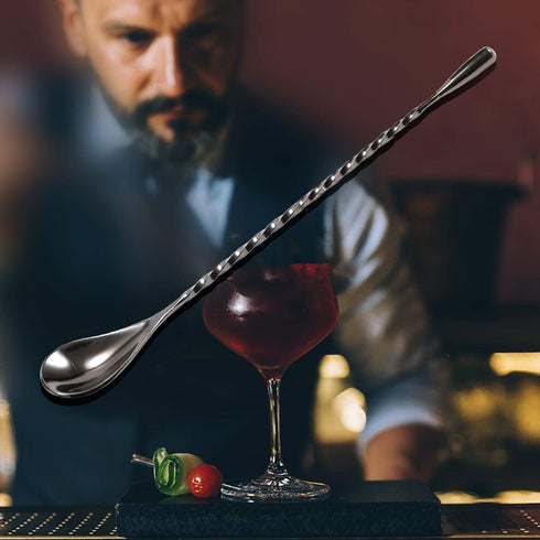12 Inches Mixing Spoon Stainless Steel, Spiral Pattern Bar Spoon for Cocktail Shaker Tall Cups...