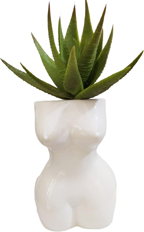 Cute 4.7 inch Indoor Body Shaped Ceramic Succulent Cactus Air Plant Body Art Modern Flower Pots Planter - Plant Not Included (White)...