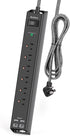 Surge Protector Power Strip - Extension Cord with 6 AC Outlets 4 USB (2 USB-C Ports), Flat Plug with Overload Surge Protection, Wall Mount, 5ft, O...