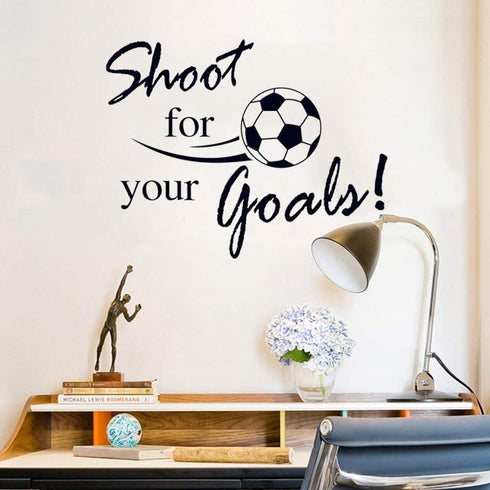 Soccer Stickers, “Shoot for Your Goals” Wall Art Soccer Ball Stickers Decals for Kids Room, Football Vinyl Sticker for Boys Bedroom Playroom Livin...