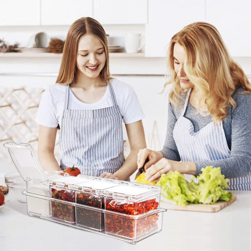 HANHAN Clear Seasoning Boxes 4 PCS, Messar Acrylic Spice Shakers Spice Jars Spice Pots Cruet Jars Condiment Bottles Kitchen Storage Containers wit...