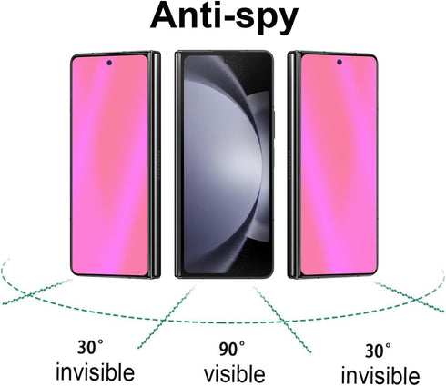 2 Pack Outer Anti-Blue Privacy Tempered Glass For Samsung Galaxy Z Fold 5 / Z Fold 4 Front Mirror Anti-Spy Screen Protector Anti-Peeping Full Cove...