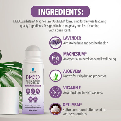 Dr. Robaina DMSO Lavender Roll-On - Ultimate Pain Relief and Skin Nourishment | 99.9% Pure Pharmaceutical Grade with Arnica, Magnesium, Aloe Vera,...