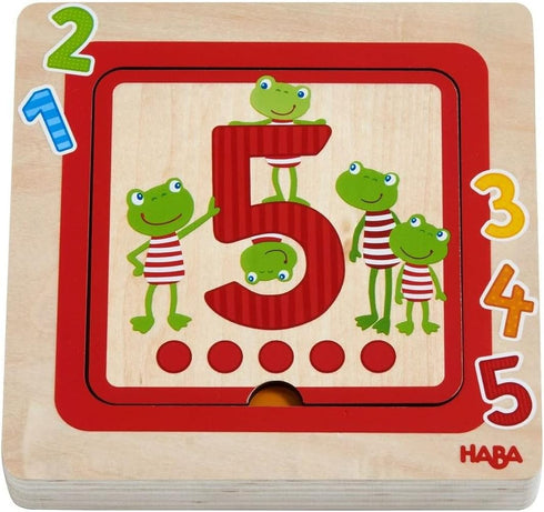 HABA Counting Friends Wood Layering Puzzle 1 to 5...
