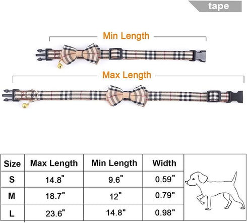 Dog Collar, Adjustable Dog Collar with Bowtie, Pet Collar for Dog Soft Bowtie Dog Collars for Small Medium Large Pet...