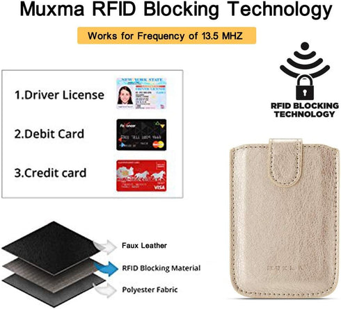 Phone Card Holder RFID Sleeve, Pu Leather Back Phone Wallet Stick-On Pull up 5 Card Holder Cards Cash for iPhone/Android/Samsung/All Smartphones (...