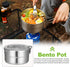 Stainless Steel Camping Cook Pot with Lid and Folding Handle Camping Cookware 1.5L Large Capacity Bento Pot for Camping, Hiking, Picnic...