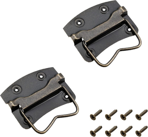Chest Handles (76x60x60mm) 2Pcs, Iron Spray Paint Chest Ring Pull Handle - for Home Toolbox Suitcase Drawer, Bronze Tone...