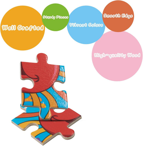 Wooden Jigsaw Puzzles Set for Kids 2-5 Years 12 Piece Colorful Wooden Educational Sea Animals Puzzles (4 Puzzles)...
