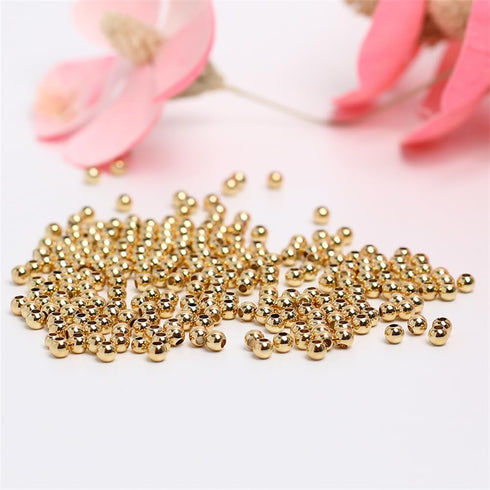 500Pcs 4mm Smooth Round Beads Gold Spacer Loose Ball Beads for Bracelet Jewelry Making Craft...