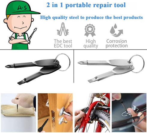 8Pcs Mini Keychain Screwdriver,Outdoor Portable EDC Multifunction Screwdriver Set Flat Head & Phillips Screwdriver Wrench Tool with Key Ring...