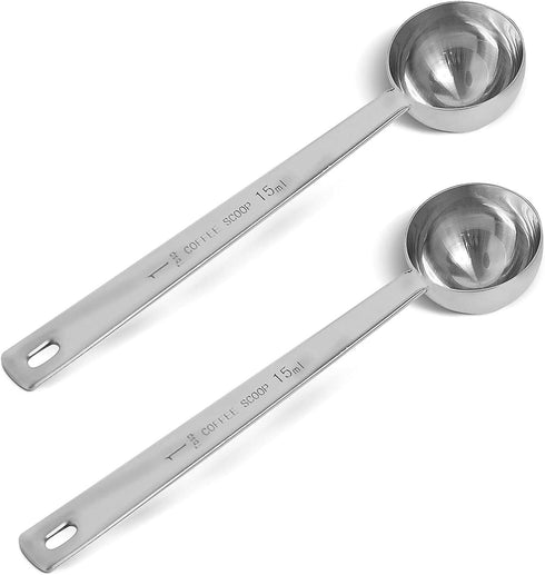 2-piece stainless steel tablespoon measure spoon, coffee scoop 1 tablespoon, long handle coffee scoop suitable for coffee powder and coffee making...