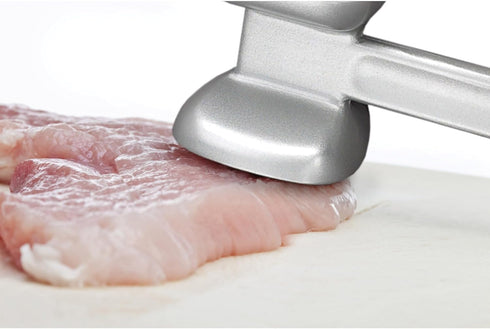 HIC Kitchen Non-Stick Dual-Sided Meat Tenderizer, Toothed and Plain Heads, Silicone-Coated...