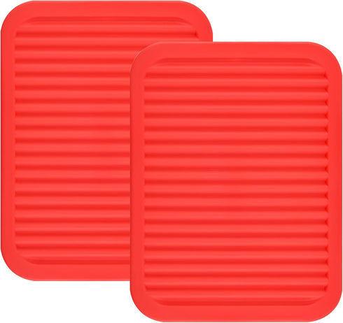 Smithcraft Silicone Trivet Set, 2 Pack, Food-grade, Heat Resistant, Multi-functional, Size: 9x12 Inch, Thickness: 0.27 Inch, Color: Red, Shape: Re...