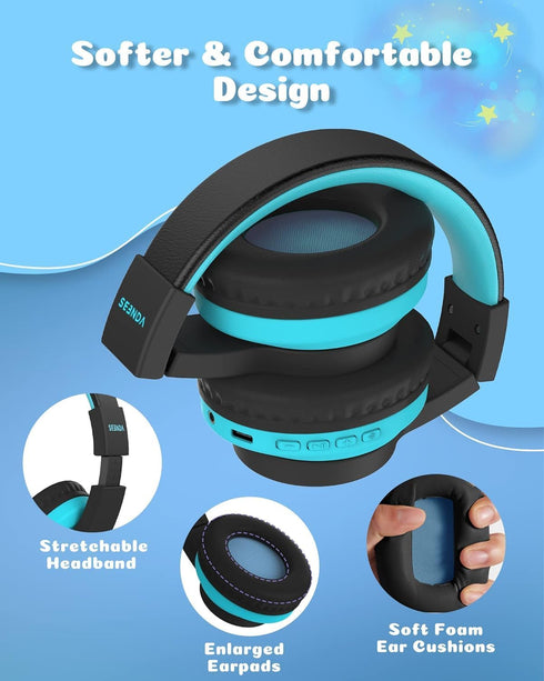 seenda Kids Bluetooth Headphones Boys, Kids Wireless Headphones Over Ear Headset with 85dB/94dB Volume Limited, 45H Playtime, 3 Lighting Modes, Bu...