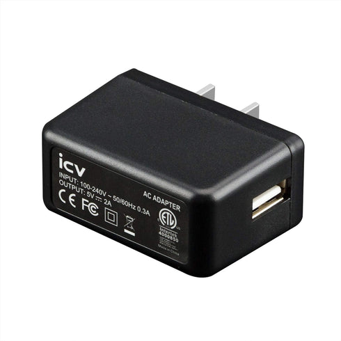 icv USB Wall Charger – 5V 2A AC Power Adapter with US Plug for Phone, Tablet and Other Related USB Powered Devices Small and Lightweight – Designe...