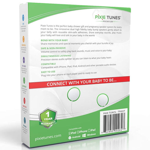 Premium Award-Winning Baby Bump Headphones; #1 Pregnancy Speakers to Play Music, Sound and Talk to Your Baby, White...