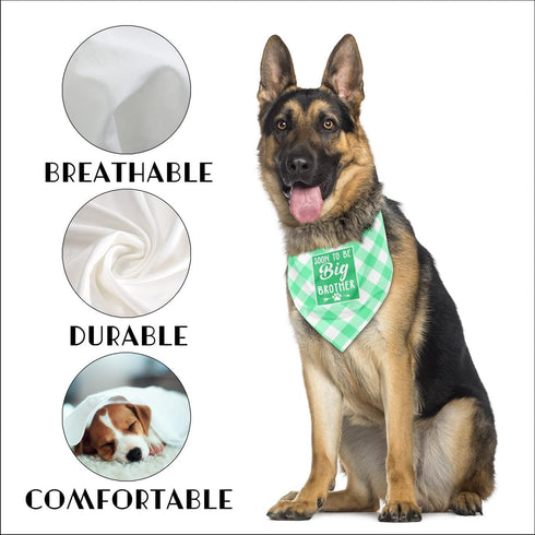 Dog Bandana, Soon to Big Brother Dog Bandana, Dog Scarf Classical Plaid Printing, Dog Scarf Accessories, Dog Bandana Pet Scarf, Pet Plaid Scarf Ge...