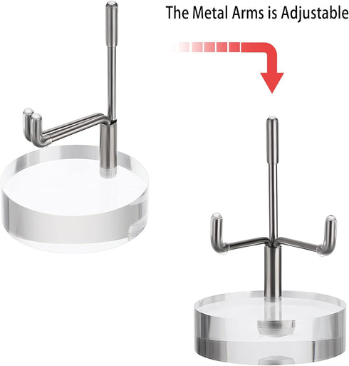 Hipiwe Adjustable Metal Arms Display Stand Easel with Acrylic Base Small Display Easel Holder for Fossil Coral Geodes Rock Mineral Agate Crystals ...