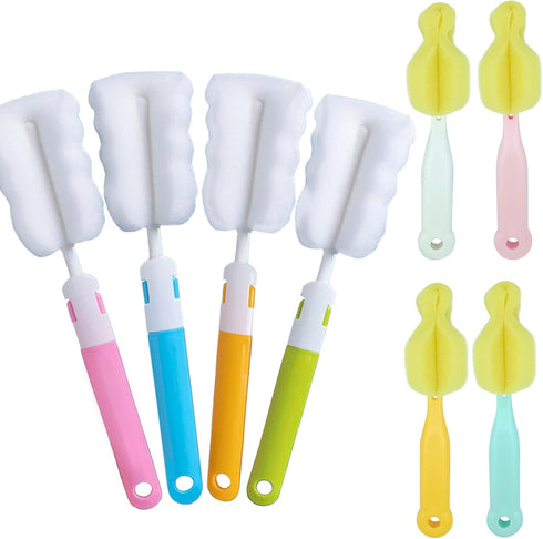 INVODA Cleaning Brush Set, 8PCS Portable Bottle & Nipple Brushes Sponge Material, Soft & Fluffy Texture, Comfortable Grip, Hanging Holes, BPA Free...