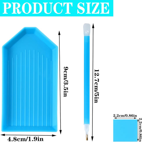 QYING 39PCS Blue 5D Diamond Art Painting Tools and Accessories Kits,with 12 Plastic Diamond Art Painting Trays,22pcs Glue Clay,5 Diamond Art Paint...