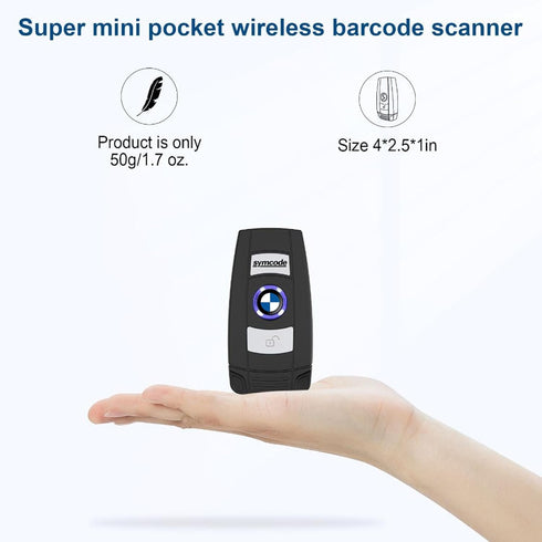 Symcode Bluetooth Barcode Scanner 1D Laser Wireless Barcode Scanner 3-in-1 BT & USB Wired & 2.4G Portable Handheld scanning Barcode Reader for Lib...