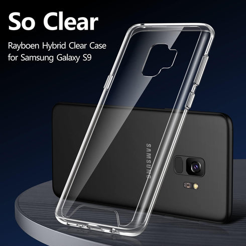 Rayboen for Samsung Galaxy S9 Case, Crystal Clear Designed Flexible Shockproof Protection Phone Cover for Galaxy S9, Anti-Scratch Transparent Hard...