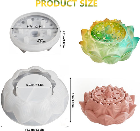 Storage Box Resin Molds, Lotus Jar Silicone Molds with Lid, Jar Epoxy Molds for DIY Trinket Box, Organizer Bottle, Candy Container, Flower Pots, C...