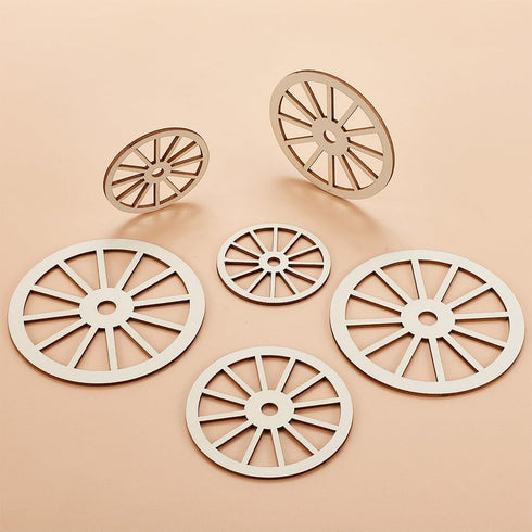 OLYCRAFT 12pcs 3Sizes Unfinished Wood Wheel Blank Wood Slices Train Car Wheel Wooden Pieces Unfinished Blank Slices Natural Wood Cutouts for DIY P...