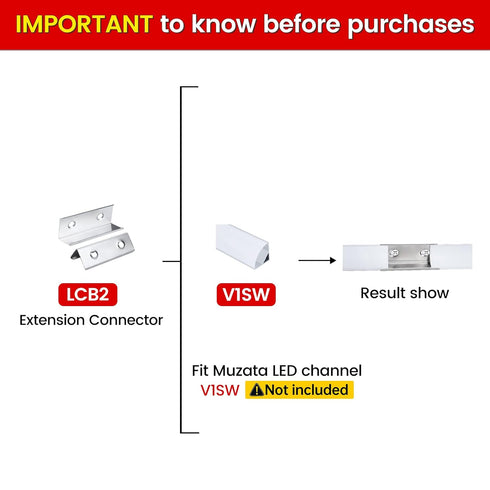 Muzata 20PACK V-shape LED Channel Extension Connectors for V1SW Aluminum LED Channel, The Channels Can Be Connected Seamless for Longer Lighting P...