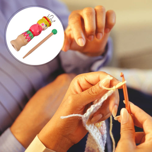 French Knitter Knitting Spool Wood Knitting Tool Wood Yarn Knitting Doll Maker Carfts Wooden Knitter with Needle...