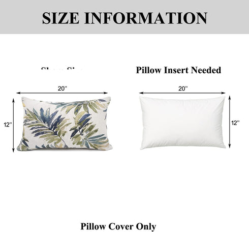 YOUR SMILE Chenille Embroidery Cotton Linen Throw Lumbar Pillow Case Cushion Cover Home Office Decorative Rectangle 12 X 20 Inches (Green Leaves)...