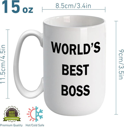 Dunder Mifflin (The Office) World's Best Boss TV Television Show Ceramic Mug Coffee (Tea, Cocoa) 15 OZ Mug, Official Michael Scott Mug As Seen On ...
