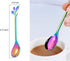 5 Pcs Rainbow Leaf Coffee Spoons, 4.7 inch Stainless Steel Ice-Cream Tea Sugar Spoons, Espresso Stirring Spoons for Mixing, Cold Drink, Dessert, P...