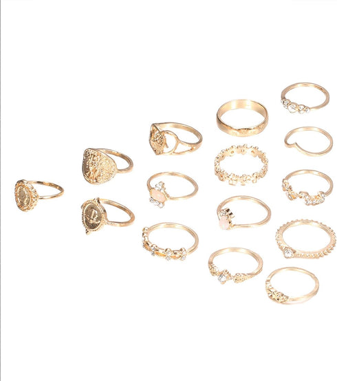 Gold Knuckle Stacking Rings for Women Stackable Joint Finger Statement Rings Set Boho Vintage Midi Rings Y2k Moon Star Snake Butterfly Pearl Top F...