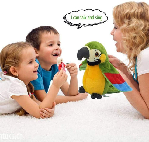 9'' Cute Talking Parrot Repeats What You Say Electronic Interactive Plush Toy Stuffed Animal Record Parrot Waving Wings Funny Bird Toys for Childr...