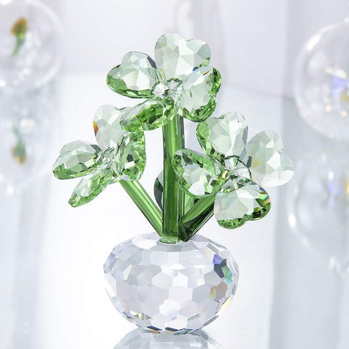 Crystal Flower Dreams Four-Leaf Clover Figurine Collectibles Crystal Ornament Gift for St. Patrick's Day...