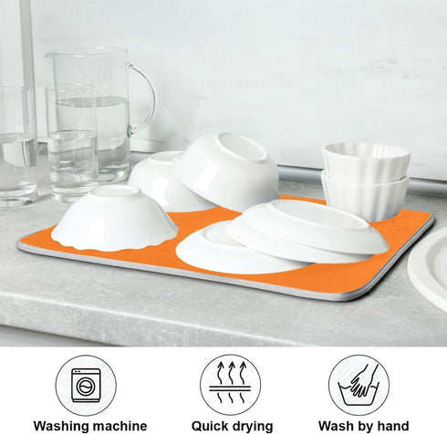 Orange Halloween Day Dish Drying Mat for Kitchen Counter Absorbent Microfiber Dry Dishes Mats Drainer Counter Mat 16 x 18 In Drying Dish Pad for C...