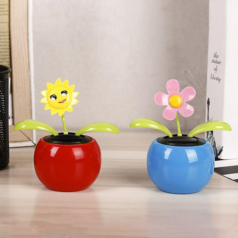 Red Solar Dancing Flower Car Dashboard Decorations - Funny Solar Powered Dancing Flower Pot Car Ornaments Flower Swinging Toy for Car Decor, Funny...