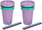 The First Years GreenGrown Reusable Spill-Proof Straw Cups – Toddler Straw Cup – 6 Pack – Purple/Teal...