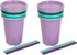 The First Years GreenGrown Reusable Spill-Proof Straw Cups – Toddler Straw Cup – 6 Pack – Purple/Teal...