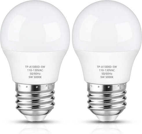 LED Refrigerator Light Bulb, 40 Watt Equivalent A15 Fridge Bulb Waterproof, Daylight White 5000K, 550LM E26 Base, 5W Appliance Bulb, 2-Pack......