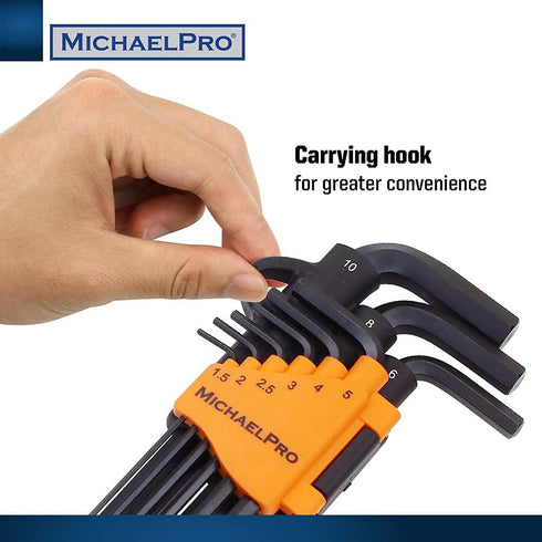 MichaelPro MP001048 Ball End Hex Key Set, 9pc Allen Wrench Set in Metric, Comes with a Convenient Storage Holder with Hook...