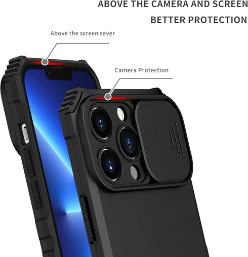 for iPhone 13 Pro Case with Slide Camera Cover, ArmourSilicone TPU Bumper Tough PC Cover with Kickstand, Military Shockproof Absorption Protective...