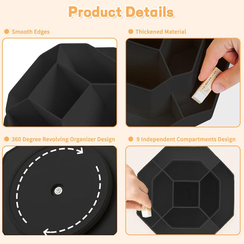 Pencil Pen Holder for Desk,9 Slots 360 Degree Rotating Desk Organizers,Desktop Storage Stationery Supplies Organizer, Cute Pencil Cup Pot For Offi...